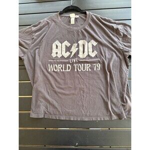BIG & TALL WOMENS AC/DC Graphic Grey TShirt Sz XXL Fair/Good Used Condition